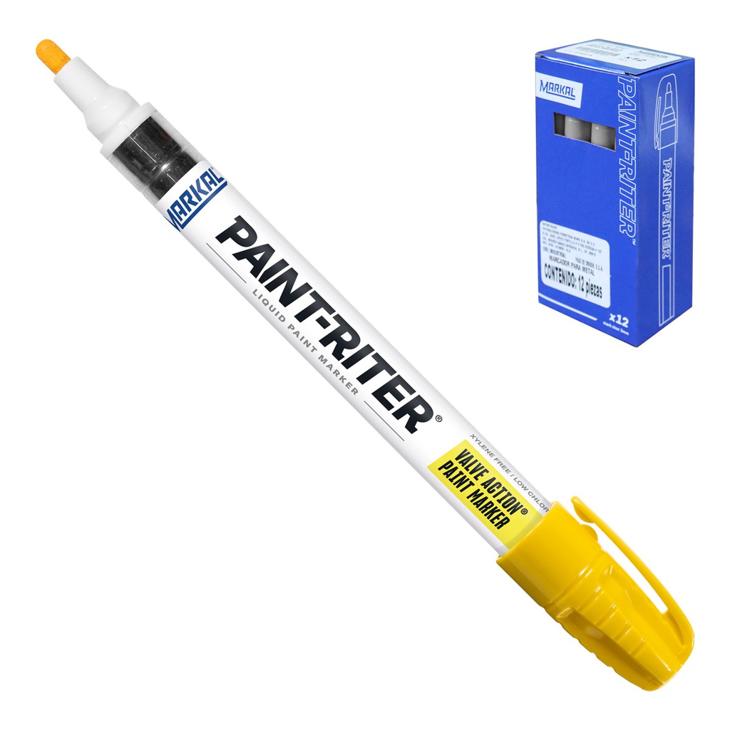 MARCADOR VALVE ACTION AMARILLO (CAJA C/12 - PRECIO X PZA)