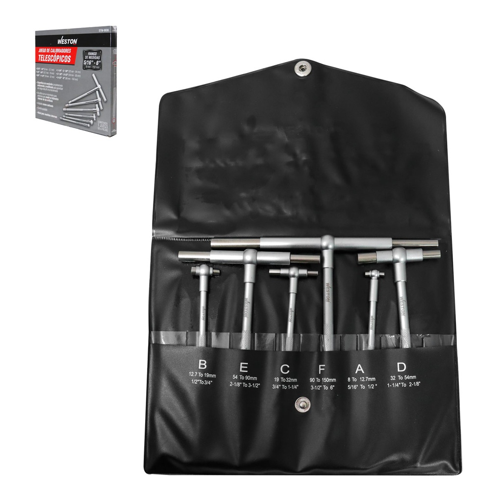 CALIBRADORES TELESCOPICOS 5/16" - 6" JGO 6 PIEZAS
