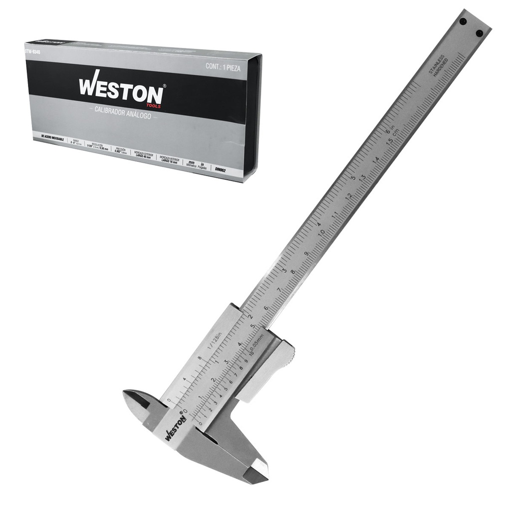 CALIBRADOR VERNIER ACERO INOX. 6" (MM Y STD)