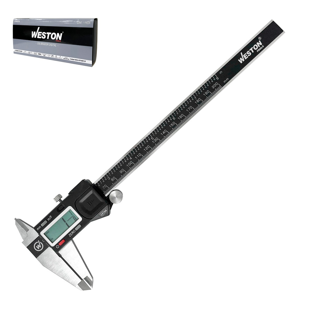 CALIBRADOR DIGITAL IP54 A PRUEBA DE AGUA 8" MM/PULGADAS / SALIDA DE DATOS