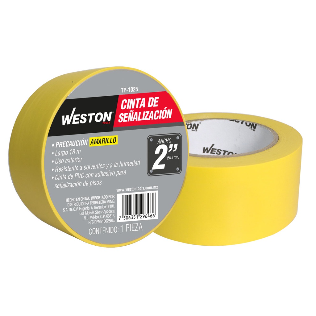 CINTA DE SEÑALIZACION AMARILLA 50mm X 18M (CAJA C/48 PZAS - PRECIO X PIEZA)