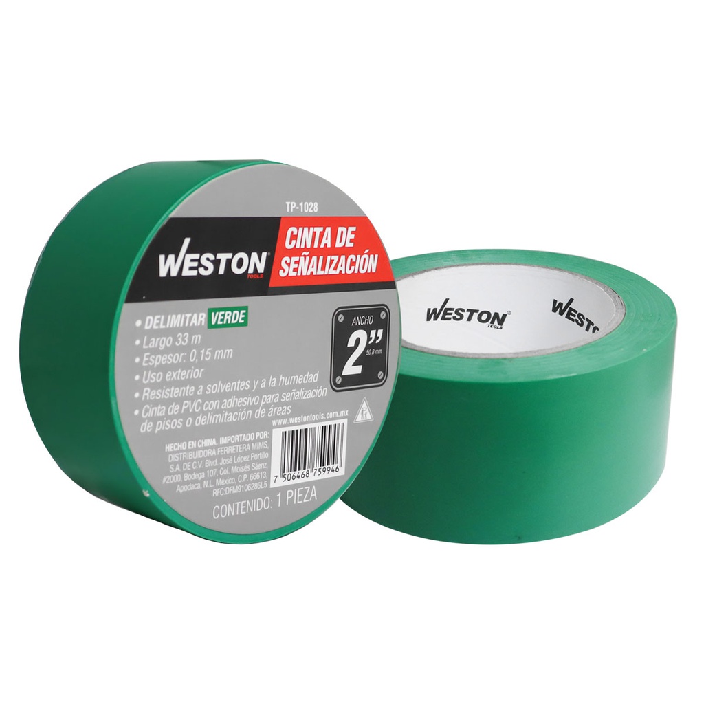 CINTA DE SEÑALIZACION VERDE 50mm X 33M (CAJA C/48 PZAS - PRECIO X PIEZA)