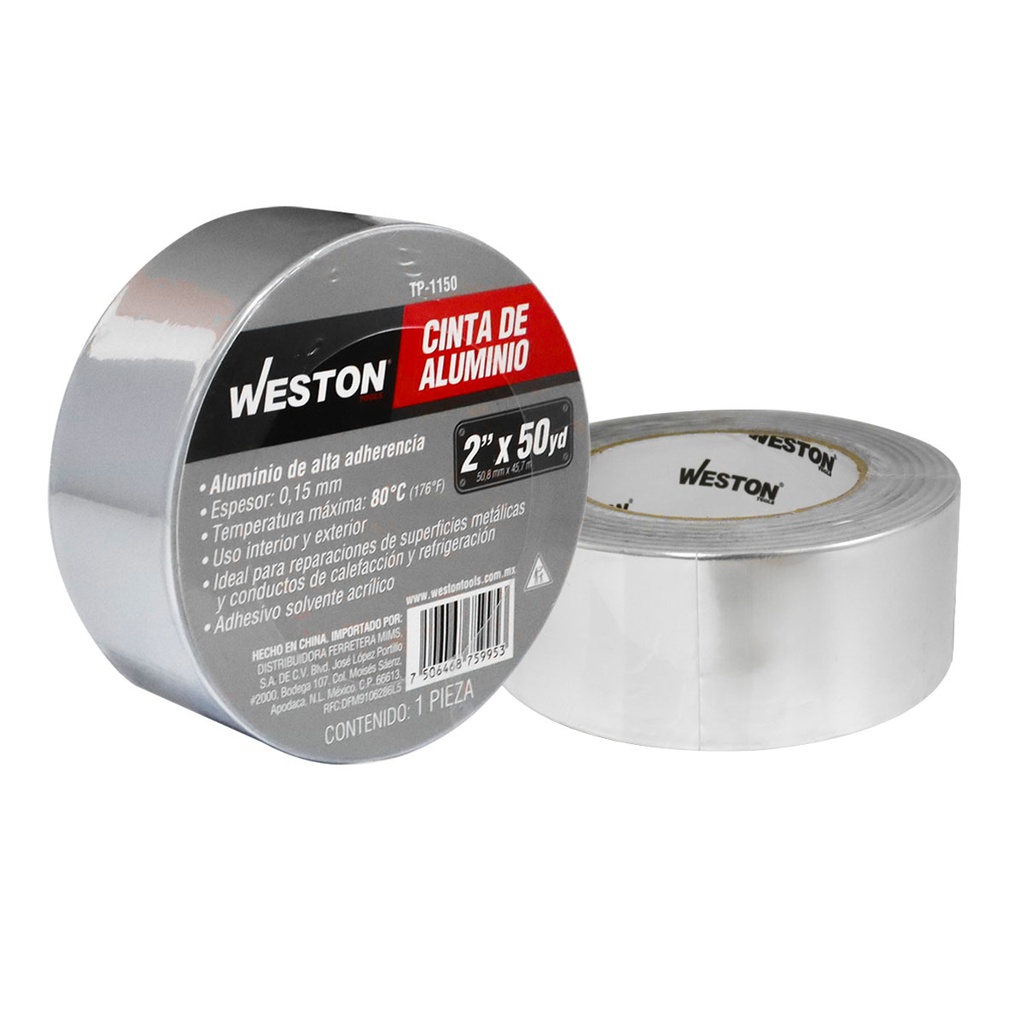 CINTA DE ALUMINIO PARA DUCTO 2&quot; x 50yd  50mm X 45.7M      