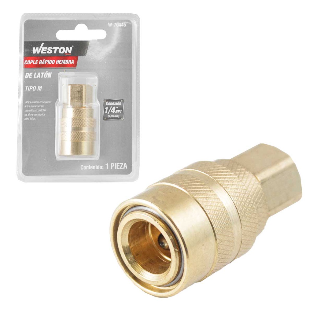 COPLE RAPIDO LATONADO HEMBRA 1/4'' NPT (GRANEL)
