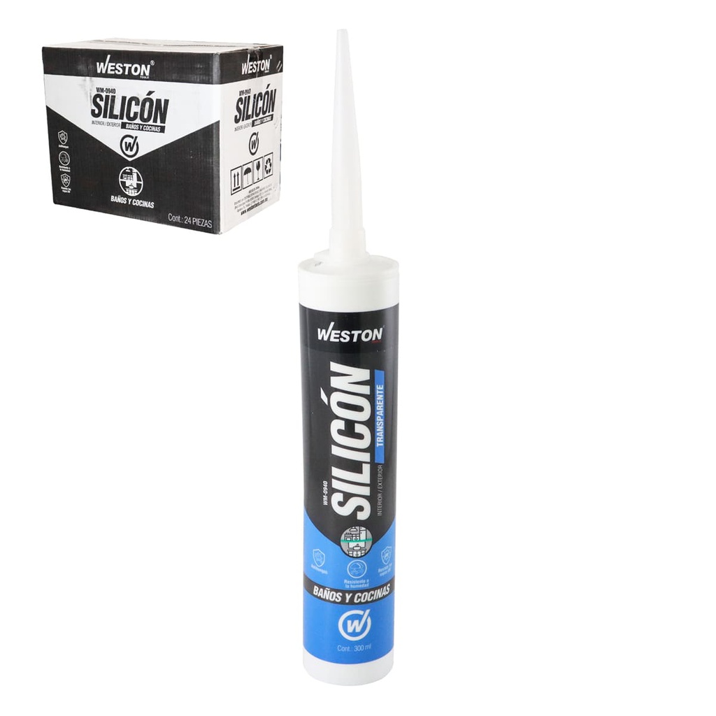 SILICON TRANSPARENTE P/BAÑOS Y COCINAS CARTUCHO 300ml     