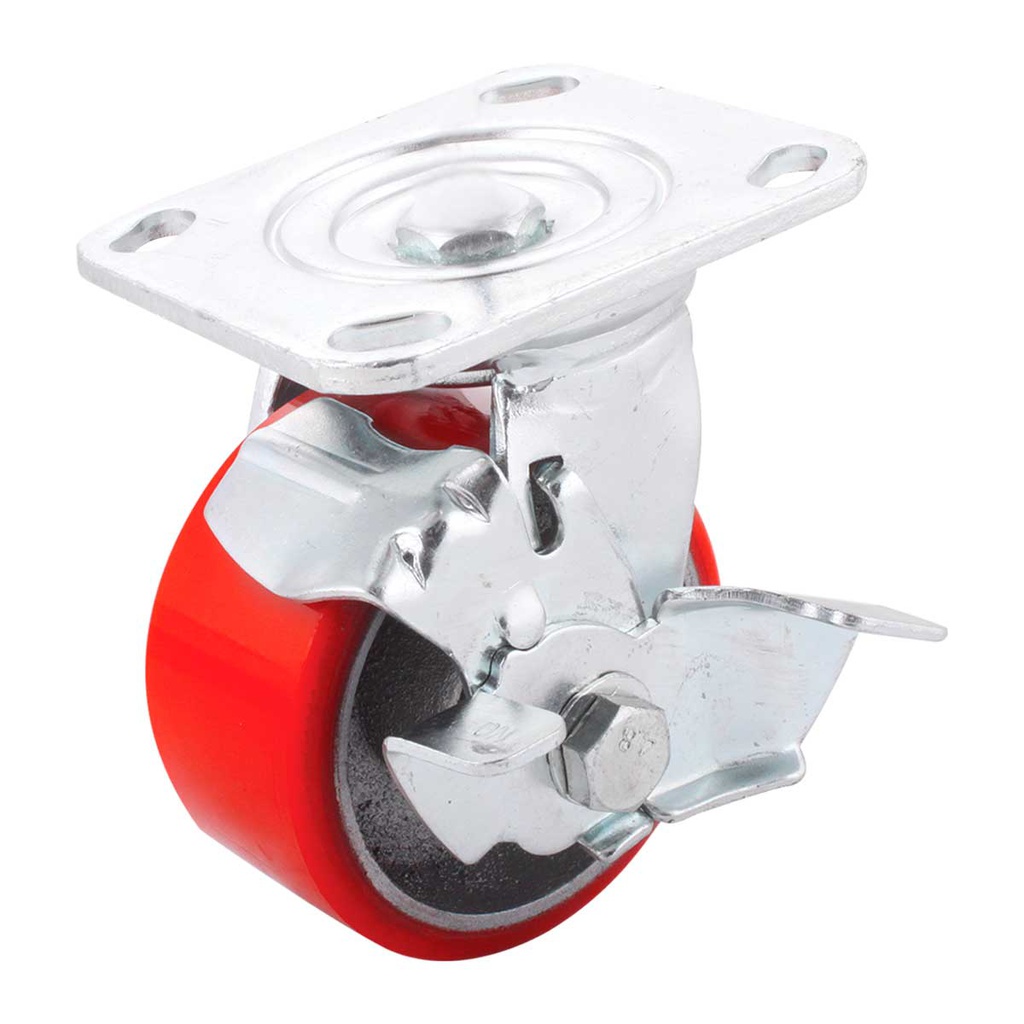 RODAJA FIERRO VACIADO C/PU GIRA.ROJA C/FRENO 6X2"