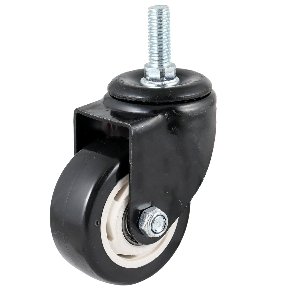 RODAJA DE PVC NEGRO GIRATORIA C/ESPIGA ROSCADA 2-1/2" (65X32MM)