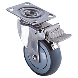 RODAJA TPR HORQUILLA DE A. INOX. USO MEDIO GIRATORIA C/FRENO 4'' x 1-1/4'' (REEMPLAZA Y-5032-50)