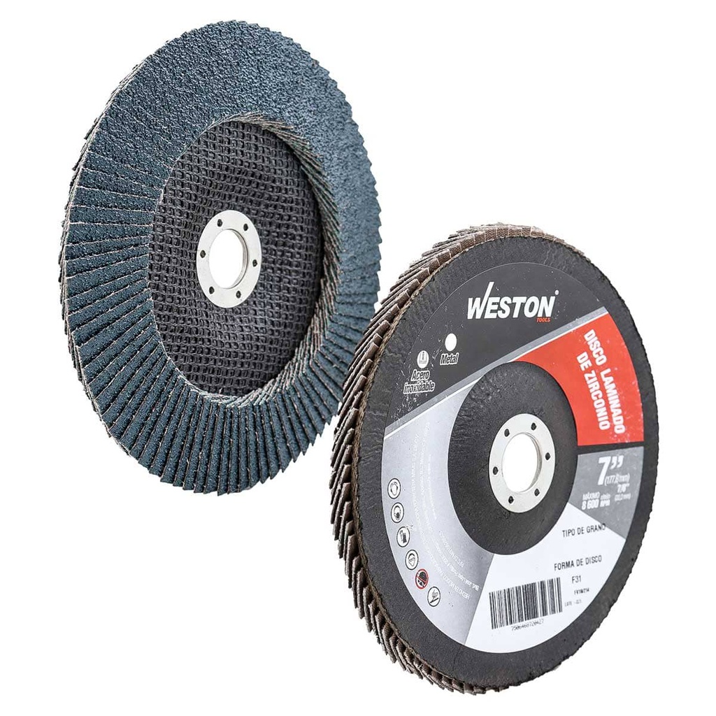 DISCO LAMINADO ZIRCONIO 7&quot;X7/8&quot; G40 (Precio x pieza - Empaque c/10 pzas)