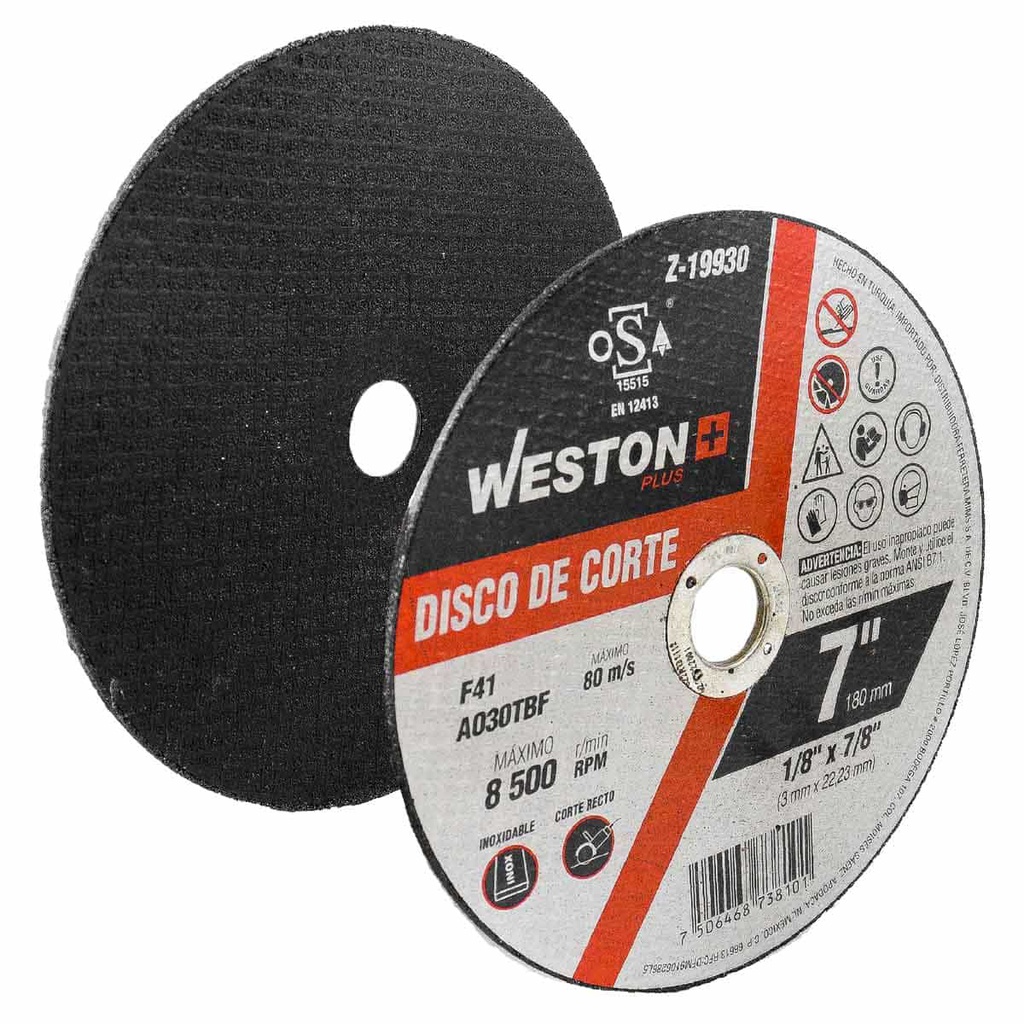 DISCO D/CORTE P/INOXIDABLE 7'' x 1/8''(3) x 7/8'' F41