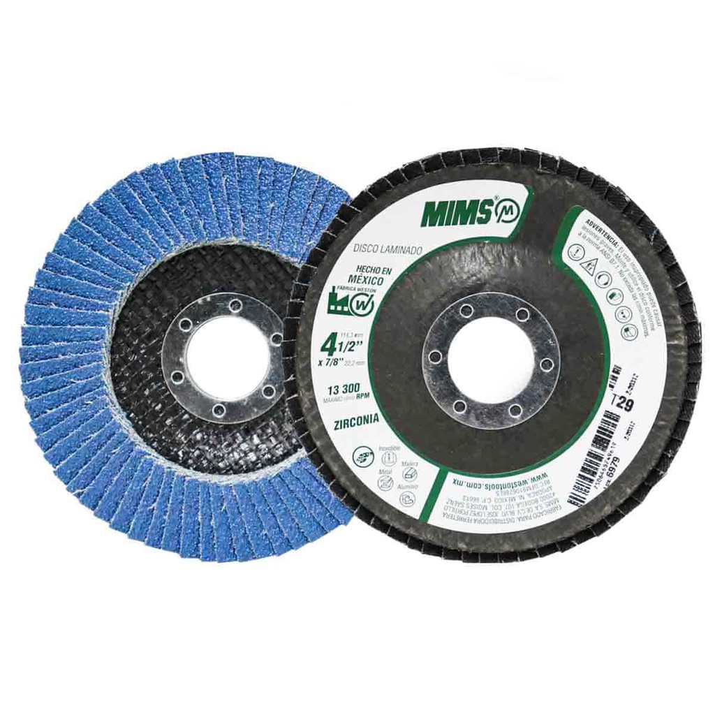 DISCO LAMINADO MIMS 4-1/2&quot; X 7/8&quot; G40 (Z-AZUL)