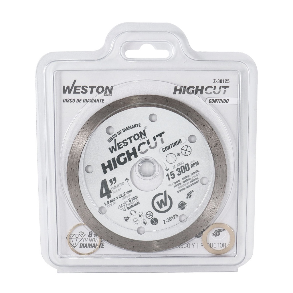 DISCO DE DIAMANTE RIN CONTINUO 4" HIGHCUT