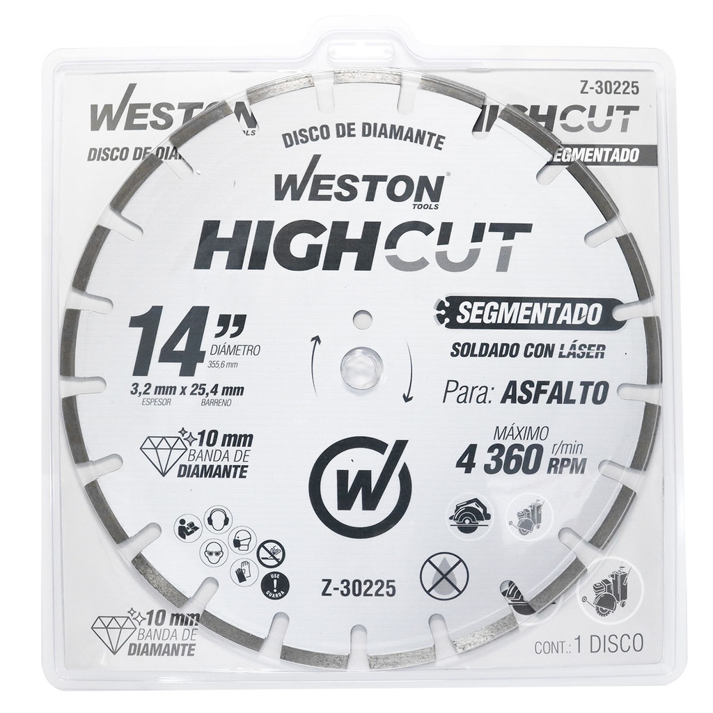 DISCO DE DIAMANTE RIN SEGMENTADO 14&quot; 10/15
