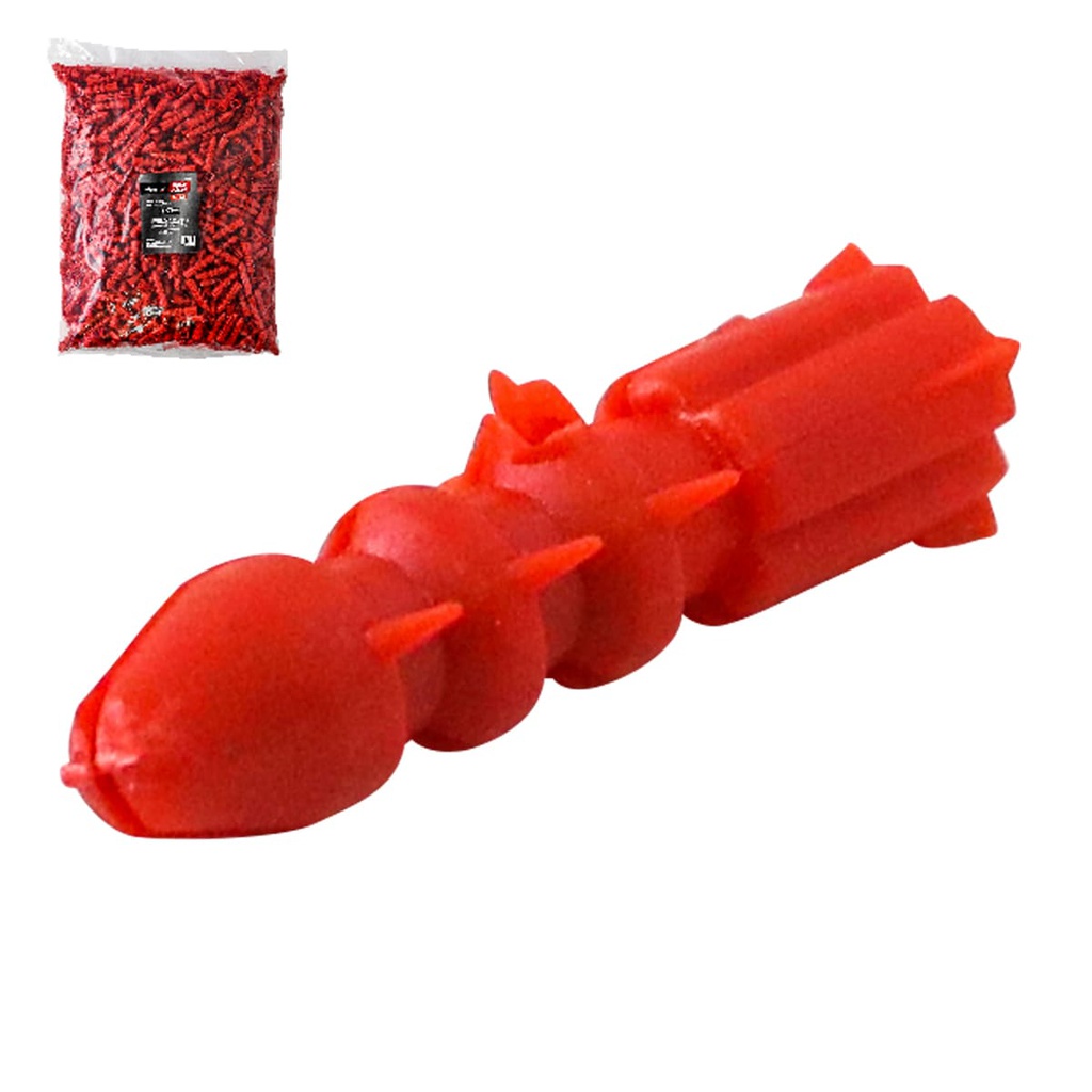 TAQUETE PLASTICO ROJO 1/4" X 25 MM (Precio x Pieza - Bolsa C/1000 piezas)