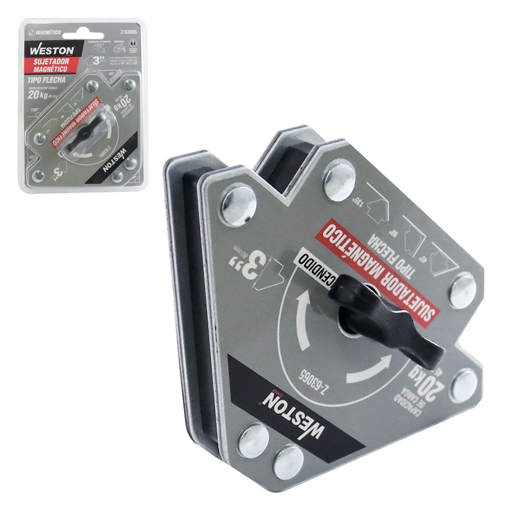 SUJETADOR MAGNETICO TIPO FLECHA P/SOLDAR 3" - 20KG
