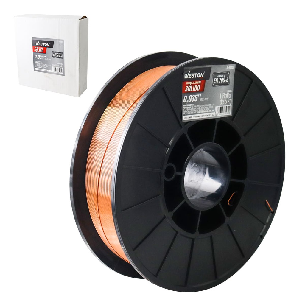 SOLDADURA MICROALAMBRE SOLIDO 70S-6 0.035'' (0.9mm) 5KG