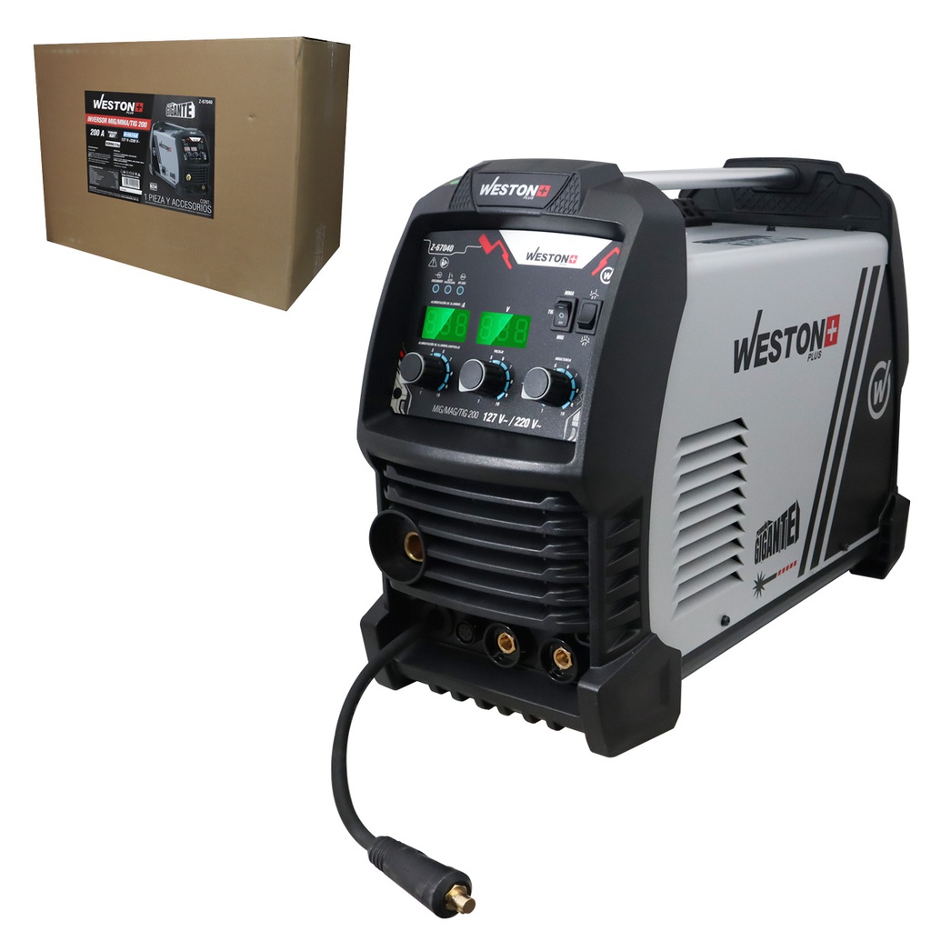 INVERSOR MULTIPROCESOS 3 EN 1, MMA/TIG/MIG 110/220V 1 FASE 200AMP PLUS