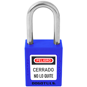 CANDADO BLOQUEO AZUL 38X44 GANCHO ACERO