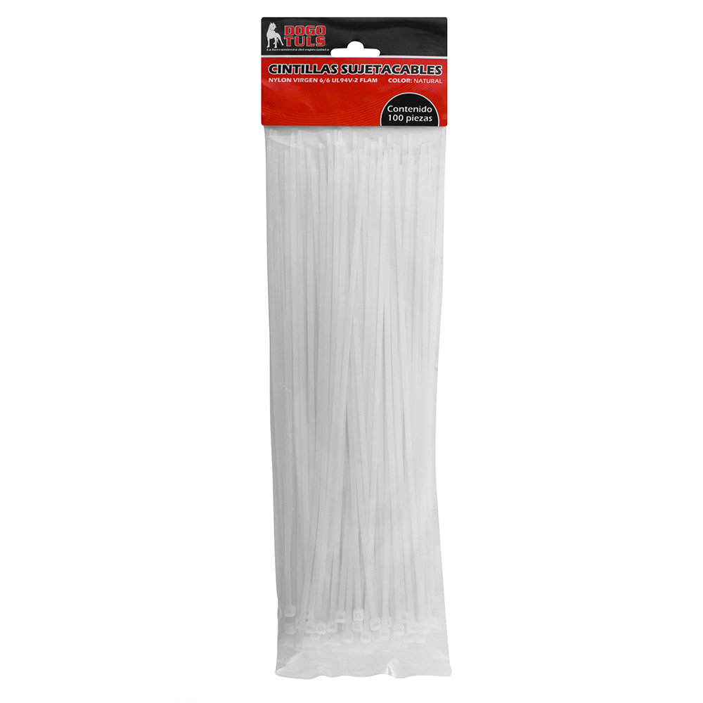 CINTILLA SUJETACABLE 12" NATURAL C/100