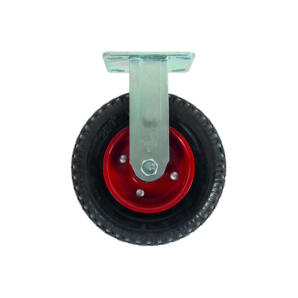 RODAJA DE HULE SOLIDO FIJA 8"