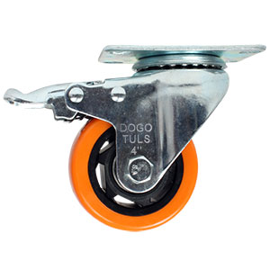 RODAJA PVC NARANJA GIRATORIA FRENO 4&quot;