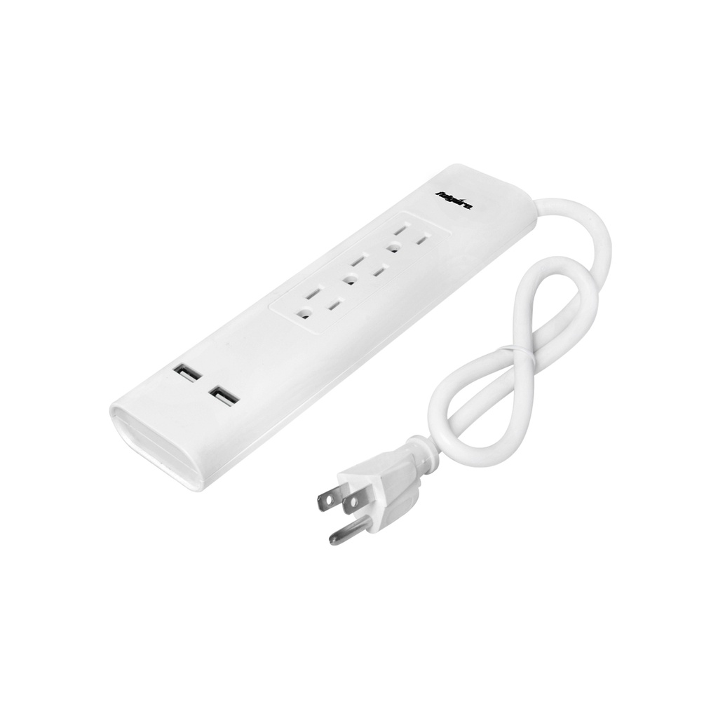 BARRA MULTICONTACTO 3 TOMAS ATERRIZADAS 2USB SUPRESOR