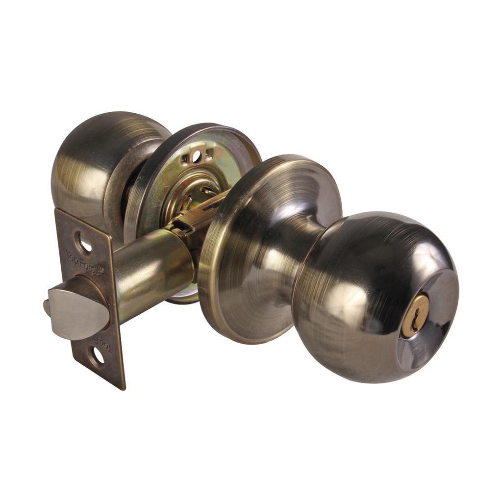 CERRADURA DE POMO CAMPANA ENTRADA/RECAMARA LATON ANTIGUO