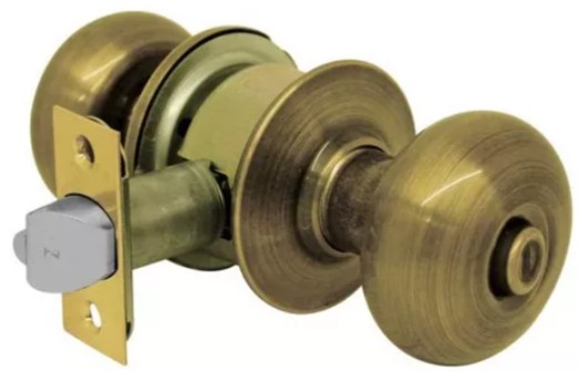CERRADURA DE POMO PISA ENTRADA/RECAMARA LATON ANTIGUO