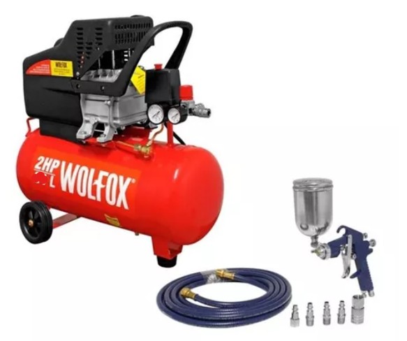 COMPRESOR DE AIRE HORIZONTAL 2HP 40 LTS,KIT MANGUERA Y PISTOLA