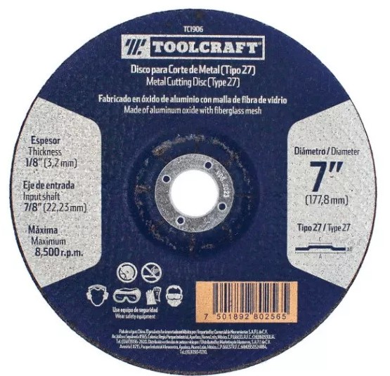 DISCO ABRASIVO CORTE DE METAL 7&quot;
