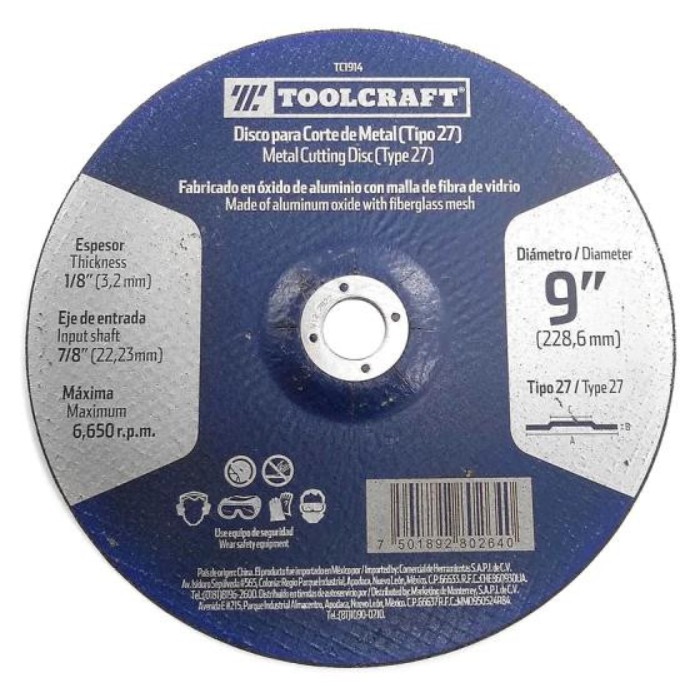 DISCO ABRASIVO CORTE DE METAL 9&quot;