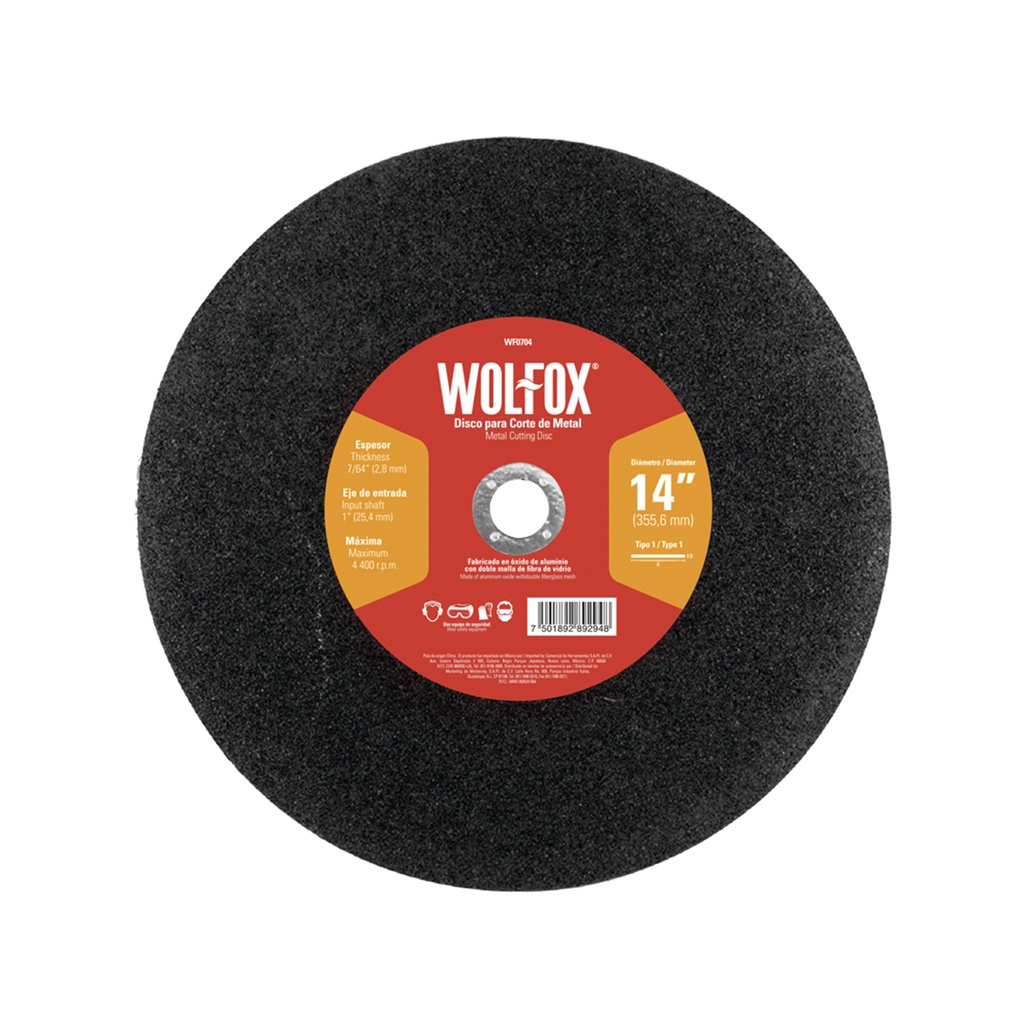 DISCO CORTE METAL 14&quot; 2.8MM