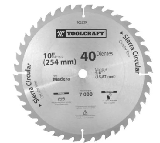 SIERRA CIRCULAR 10&quot; EJE 1&quot; CON40 DIENTES
