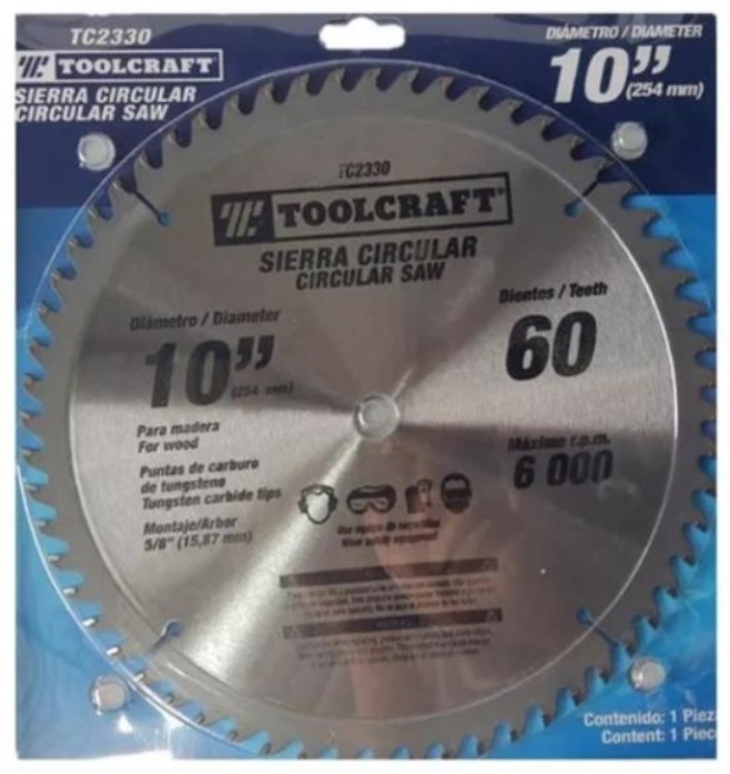 SIERRA CIRCULAR 10" EJE 5/8" CON 60 DIENTES