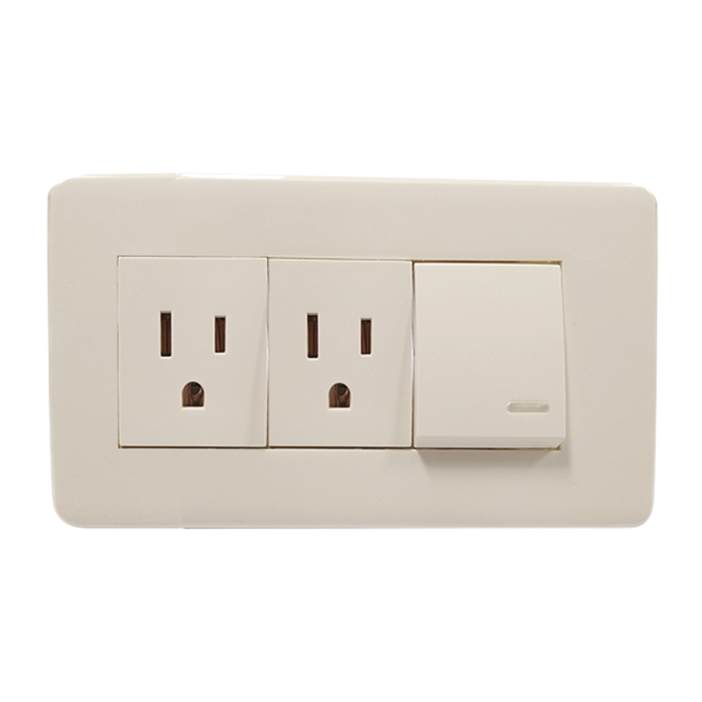 APAGADOR Y CONTACTO DOBLE DE 24MM CON PLACA MARFIL