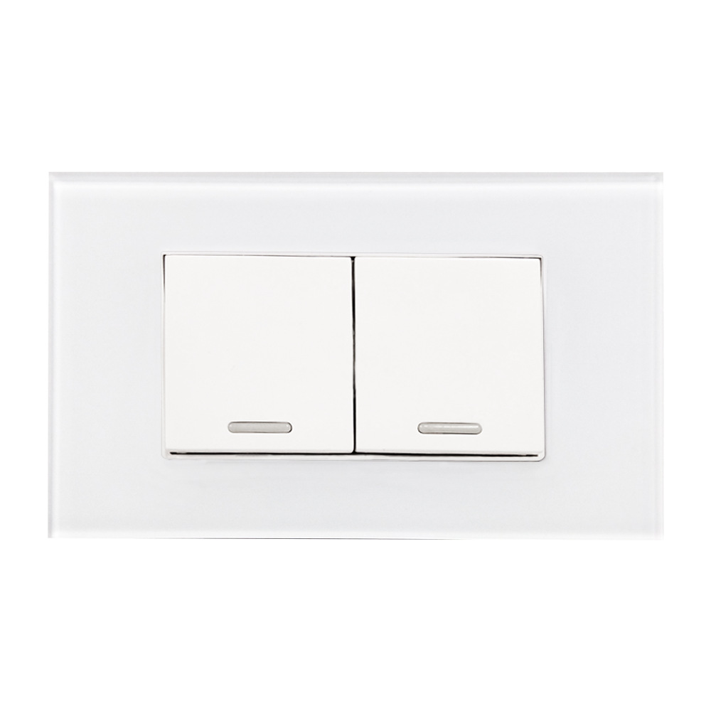 APAGADOR SENCILLO Y APAGADOR ESCALERA CON PLACA DE ACRILICO BLANCA 36 mm