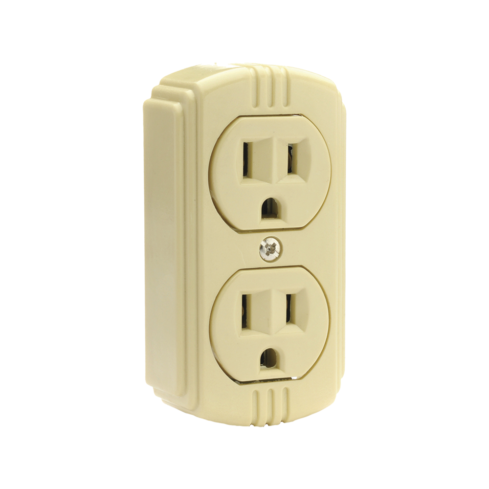 CONTACTO DOBLE ATERRIZADO MARFIL PARA SOBREPONER