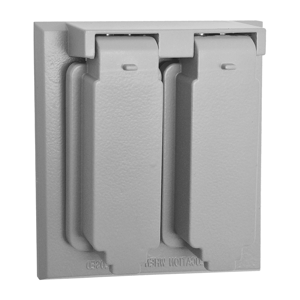 PLACA DUPLEX DE ALUMINIO CON TAPA PARA INTEMPERIE PARA CAJA CUADRADA 4 ½” X 4 ½”