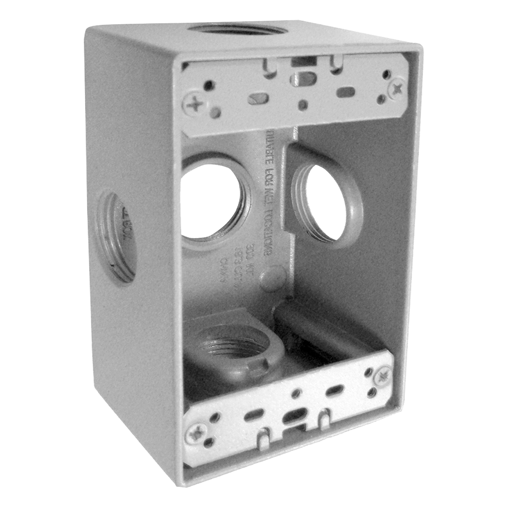 CAJA RECTANGULAR DE ALUMINIO CON 5 ORIFICIOS 1”