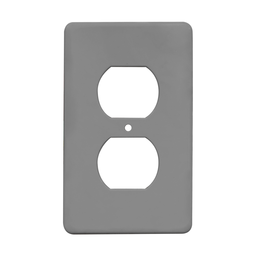 TAPA NO METALICA PESADA RECTANGULAR PARA 1 TOMA DOBLE GRIS