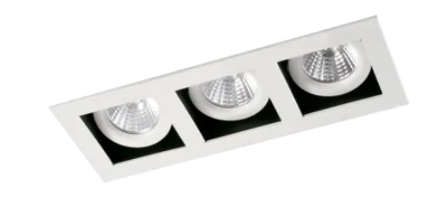 LUMINARIO CUADRADO DE EMPOTRAR LED 3 SALIDAS DIRIGIBLE ESPECULAR CON REFLECTOR CIRCULAR BLANCO 3X6.5 W 110-240 V~ 60 Hz 3 000 K 1 550 lm