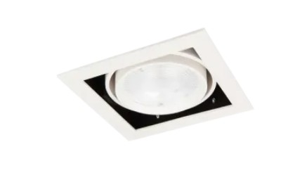 LUMINARIO CUADRADO DE EMPOTRAR LED 1 SALIDA DIRIGIBLE CON REFLECTOR CIRCULAR DE ACRILICO BLANCO 10 W 110-240 V~ 60 Hz 3 000 K  870 lm