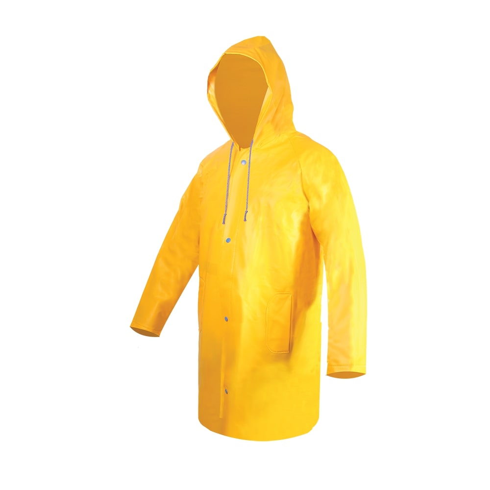 GABARDINA CORTA AMARILLA IMPERMEABLE ECOFRIENDLY, SELLADA. T-2XG.