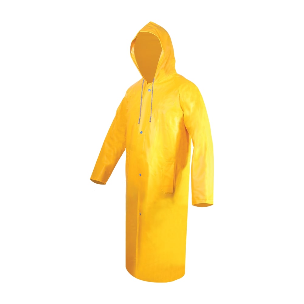 GABARDINA LARGA AMARILLA IMPERMEABLE ECOFRIENDLY, SELLADA. T-GD.