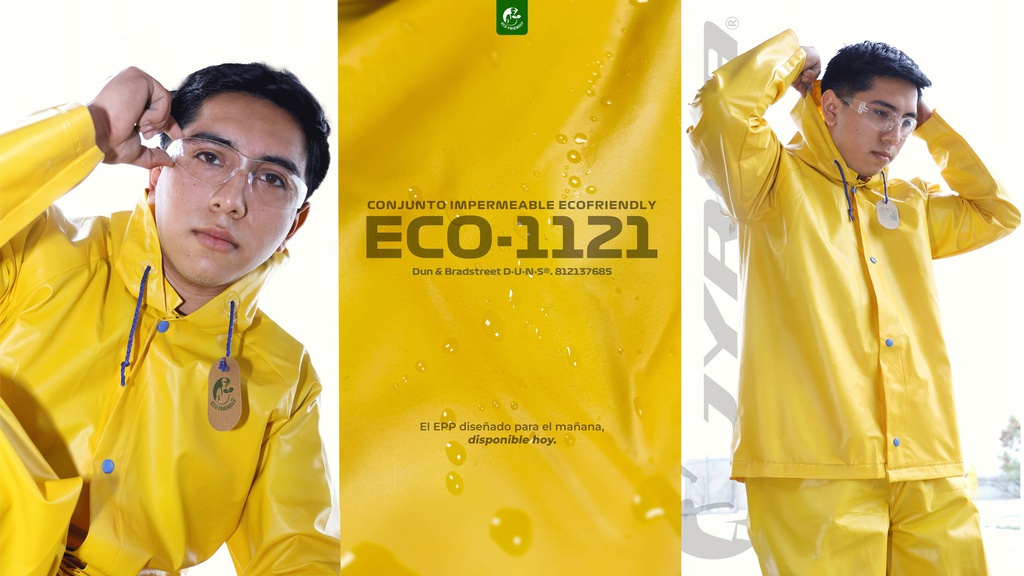 JUEGO IMPERMEABLE AMARILLO ECOFRIENDLY, SELLADO. T-GD.