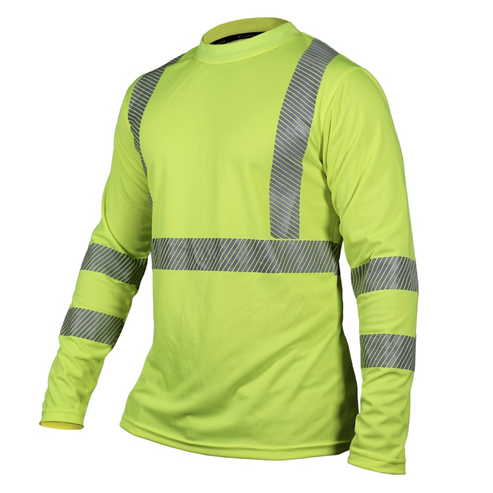 CAMISA ECOFRIENDLY MANGA LARGA CUELLO REDONDO AMARILLA C/REFLEJANTE T-GD.