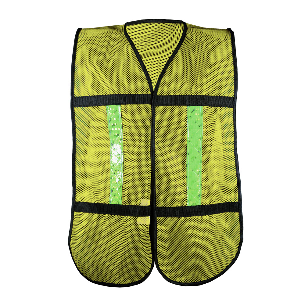 CHALECO ECOFRIENDLY DE MALLA AMARILLO, C/REF PLASTICO JYRSA MICRO ESFERAS, BIES NEGRO, UNITALLA