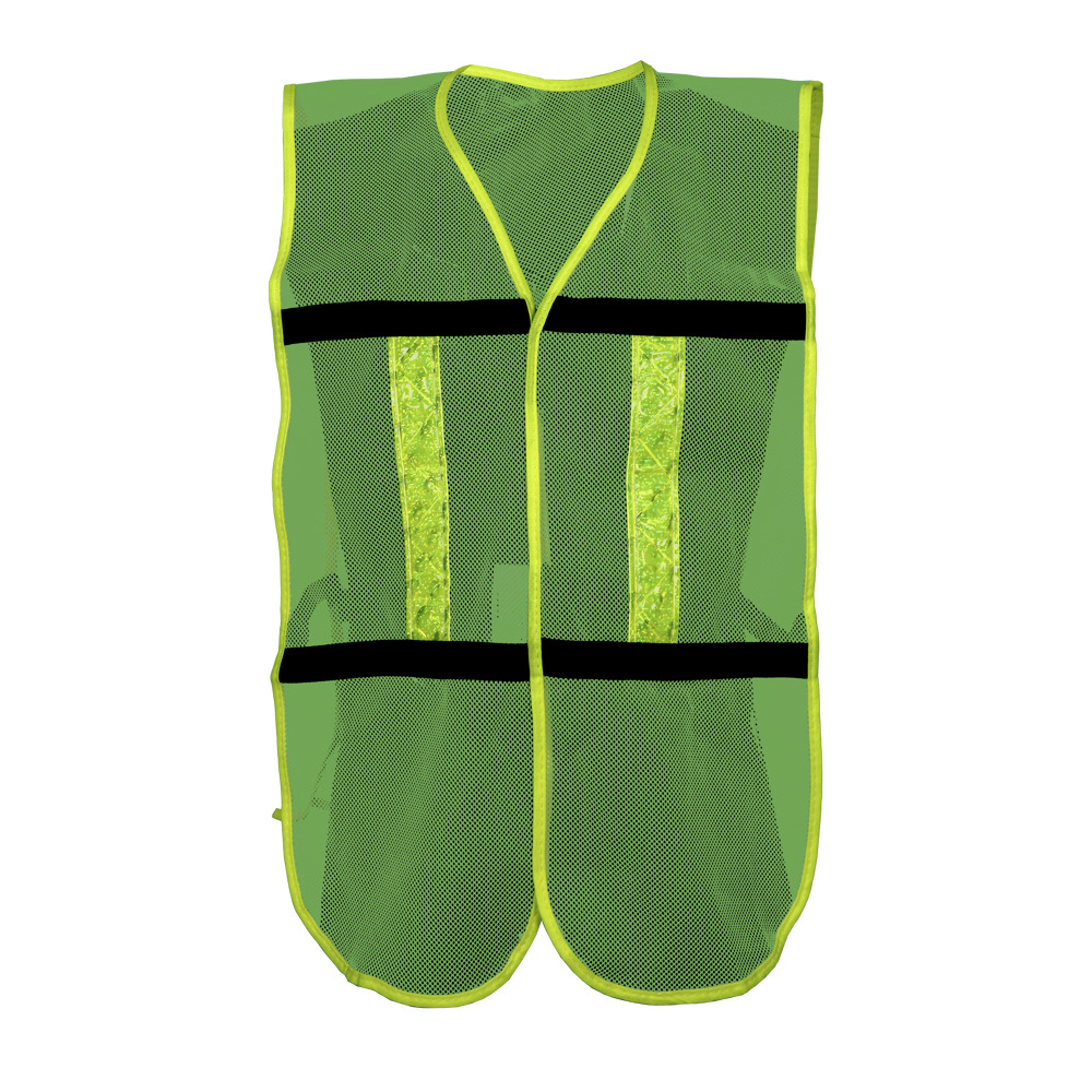 CHALECO ECOFRIENDLY DE MALLA LIGERA CON BIES VERDE DE ALTA VISIBILIDAD Y REF/PLASTICO JYRSA