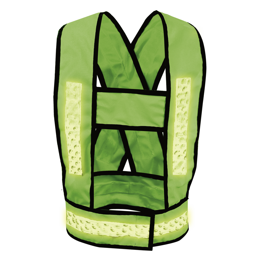 CHALECO ECOFRIENDLY TIPO CARRILLERO VERDE HIVIS C/REF MICRO ESFERAS JYRSA.