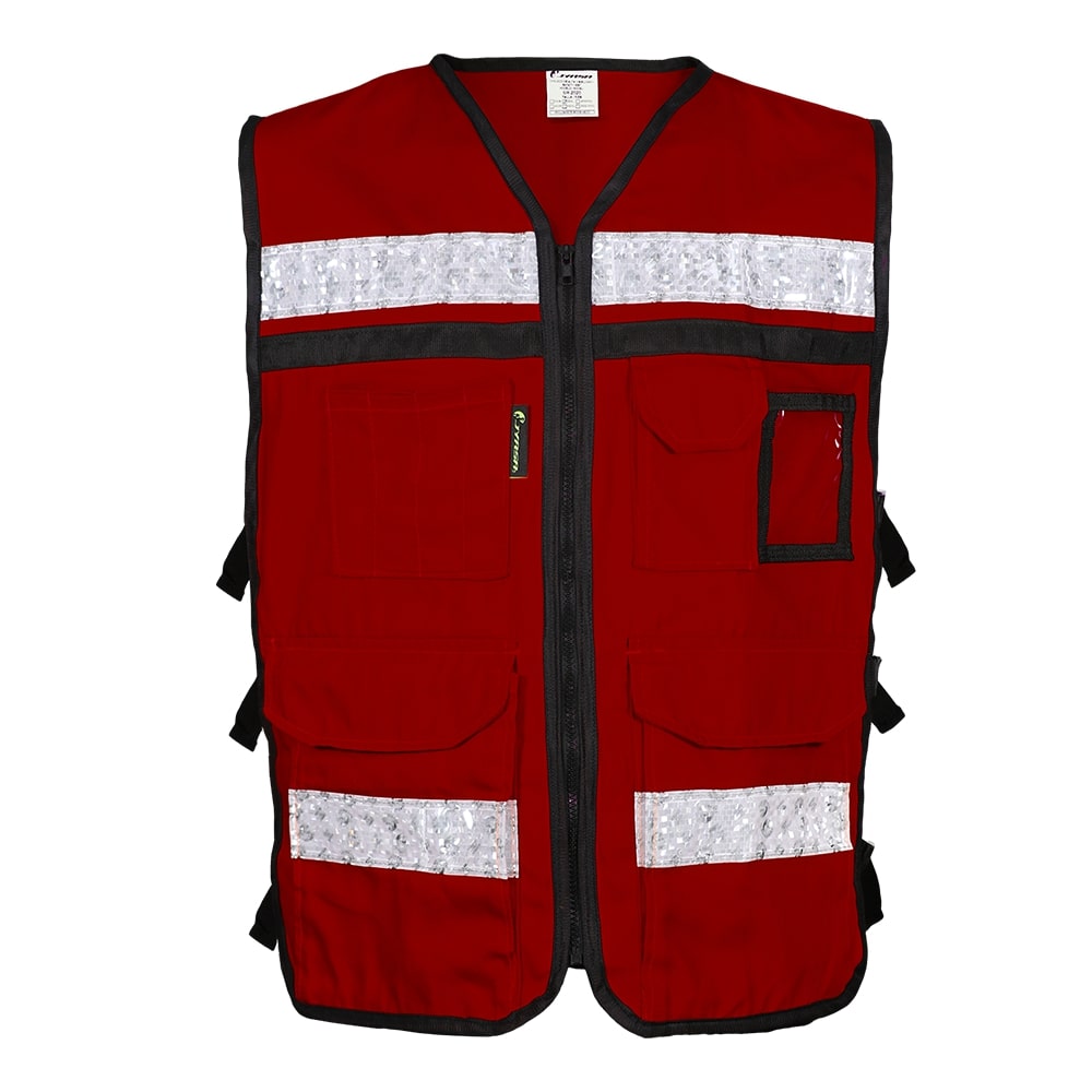 CHALECO RESCATISTA ABIERTO GUINDO 100% ALGODON CON REFLEJANTE TALLA MD